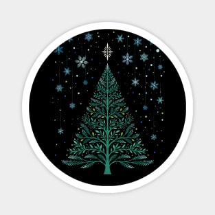 Christmas Night Tree - Snowy Magnet